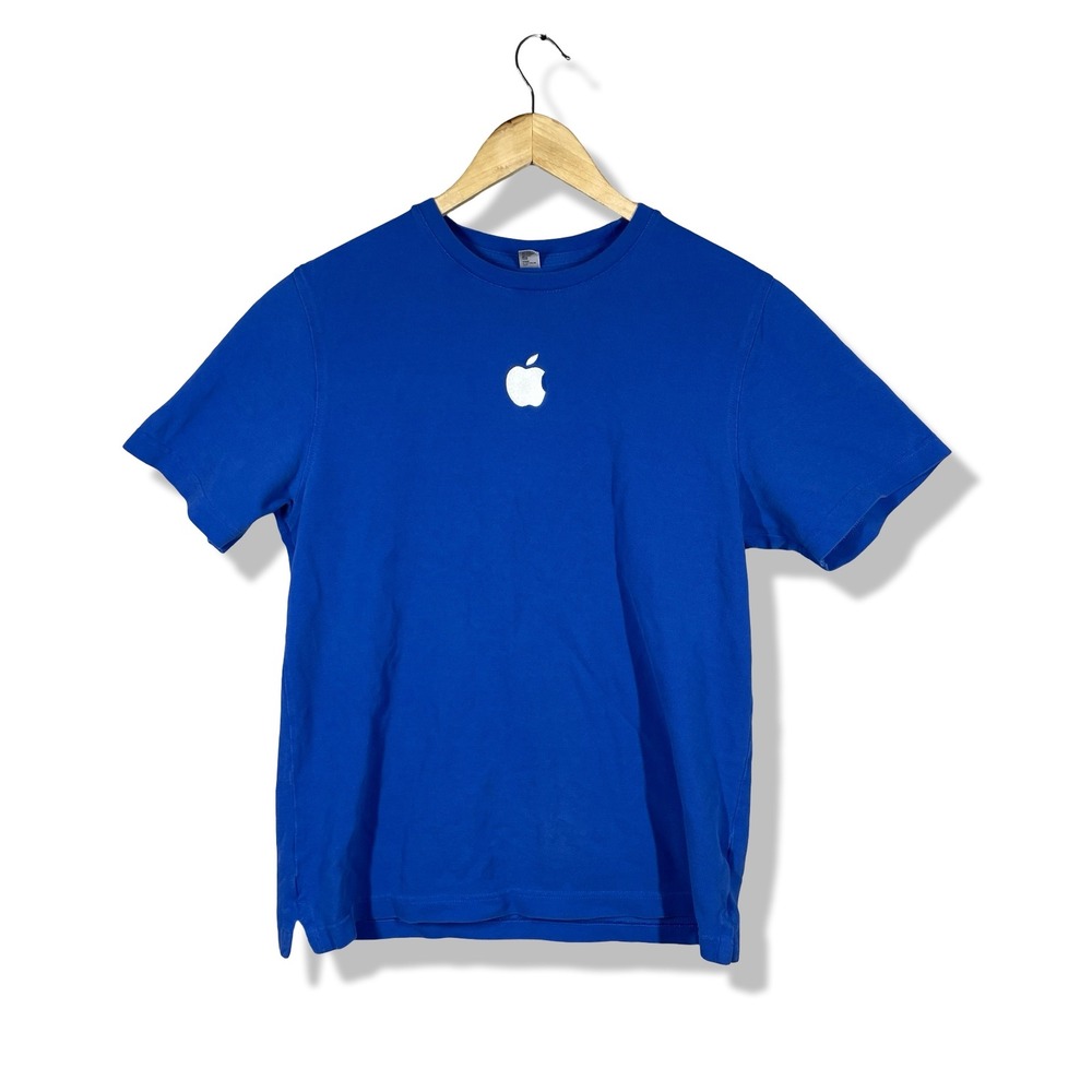 Apple T-Shirt Womens Medium Blue Tech Minimalist Normcore Geek Chic
